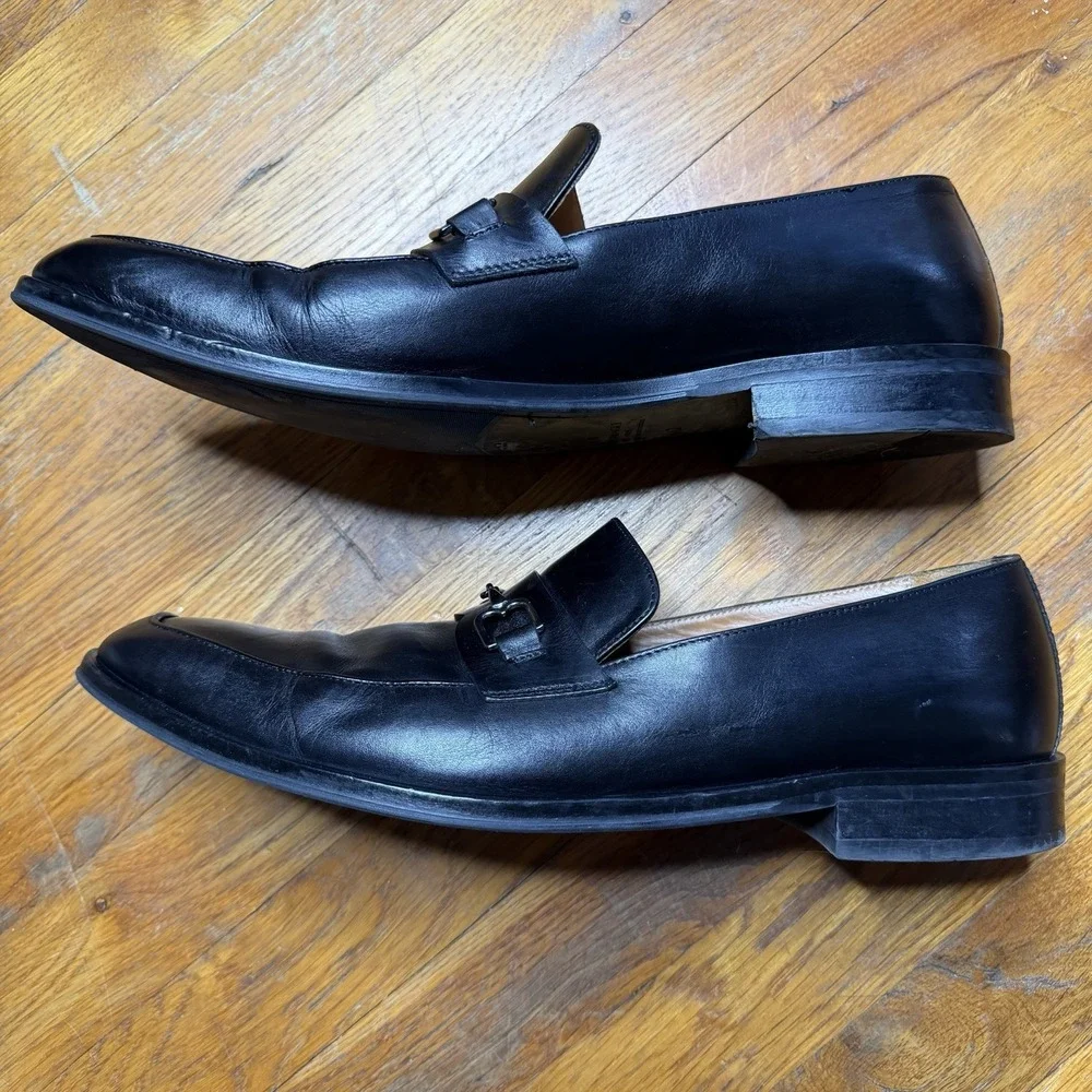Brunomagli Nardo Mens 12 M Penny Loafers Shoes Black Leather Horsebit Italy